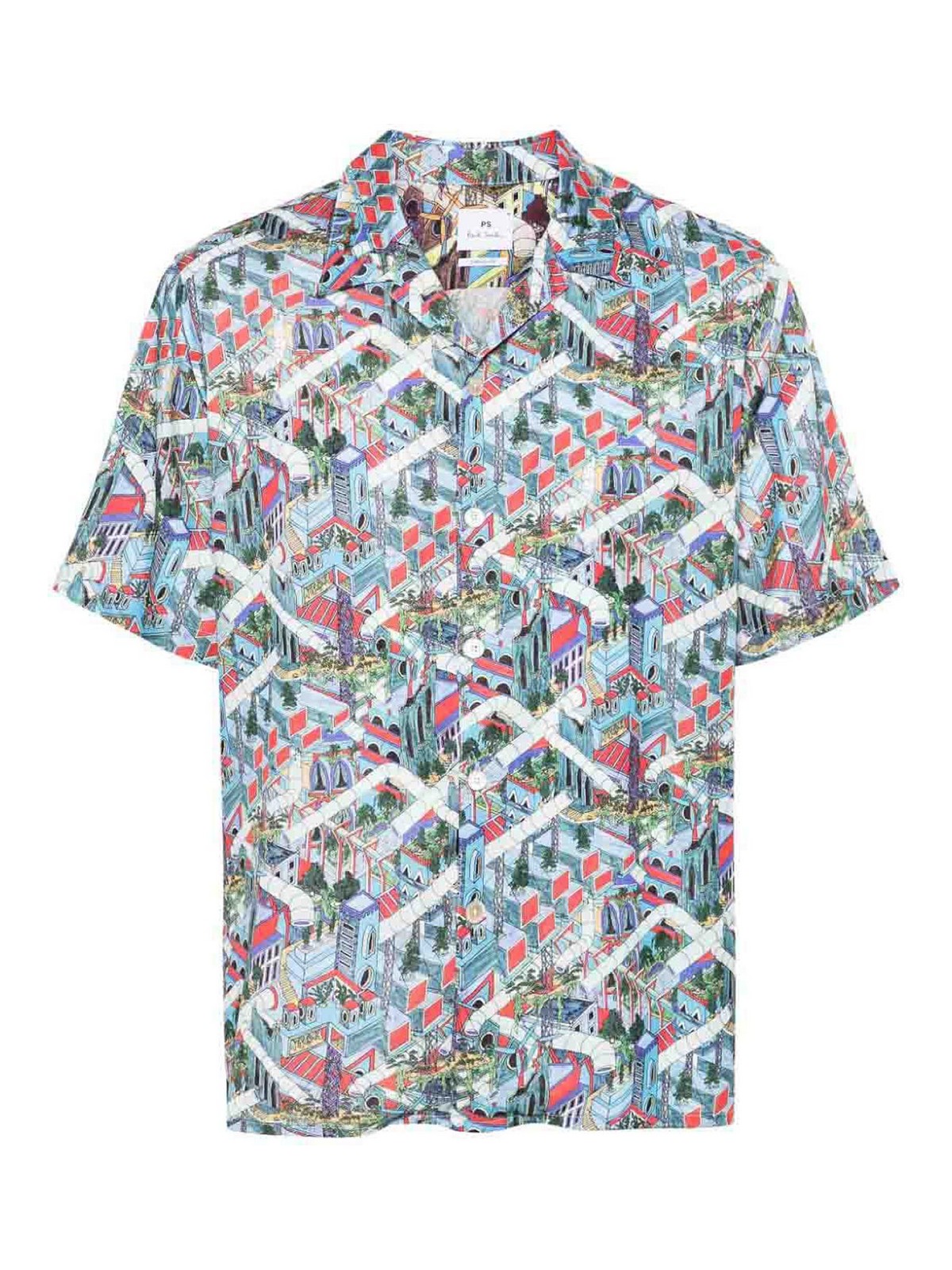 Shop Ps By Paul Smith Printed Casual Shirt In Blue