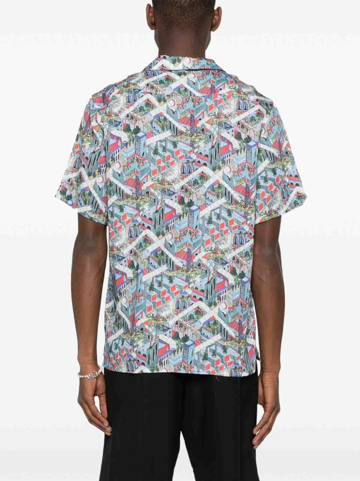 Shop Ps By Paul Smith Printed Casual Shirt In Blue