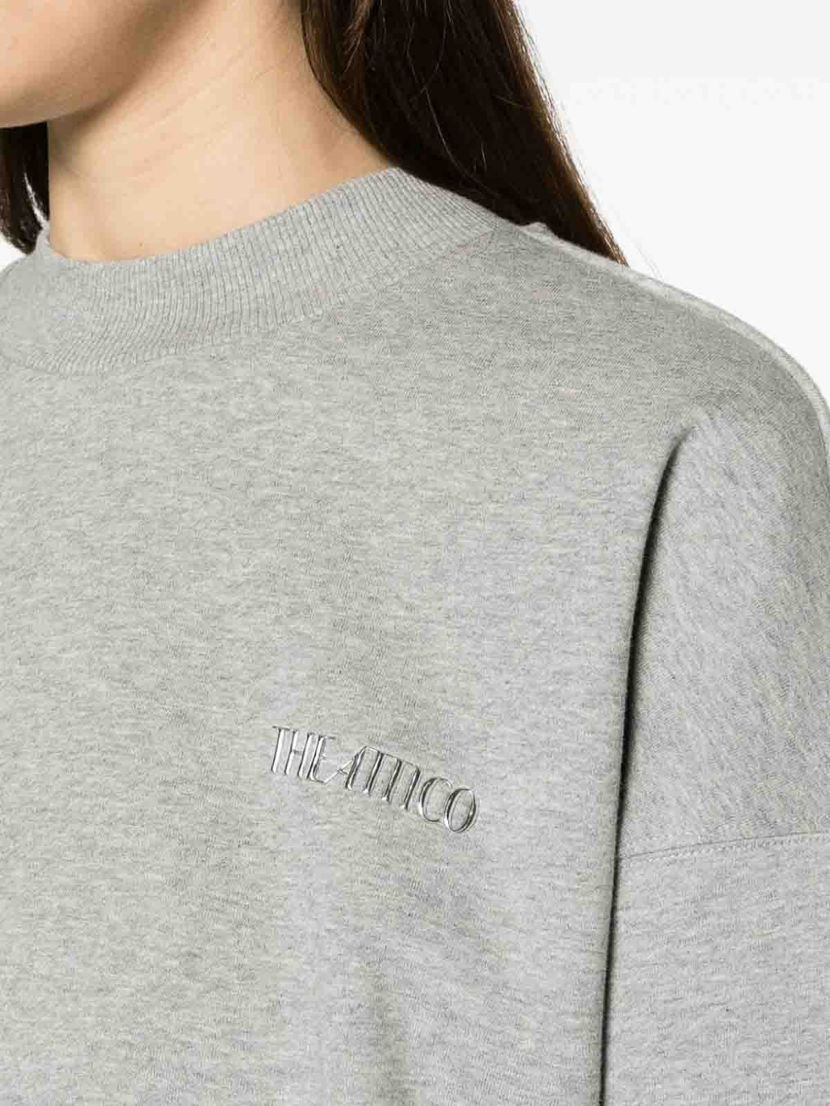 Shop Attico Cotton Sweatshirt In Grey