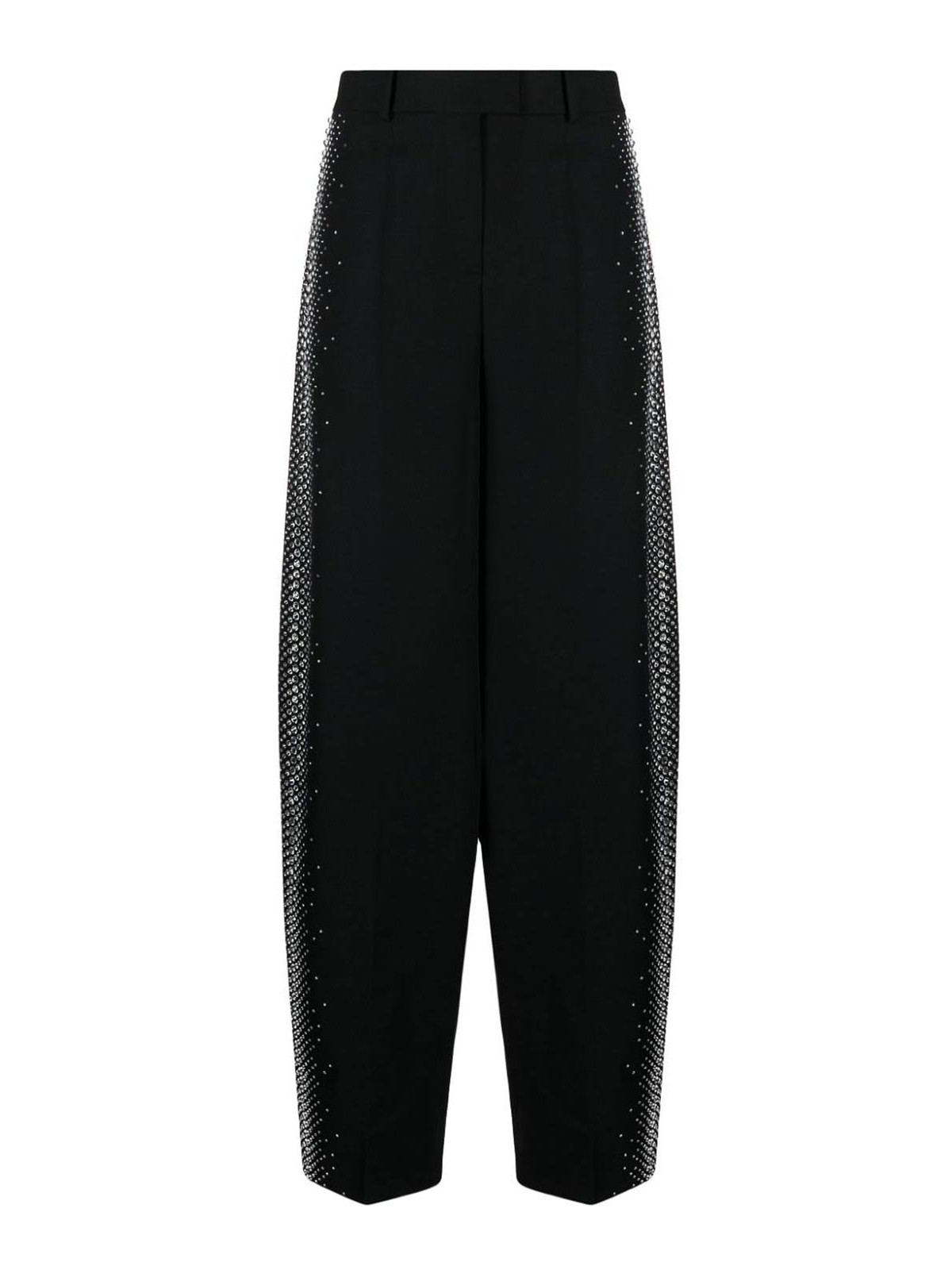 Attico Rhinestones Detail Gabardine Trousers In Black