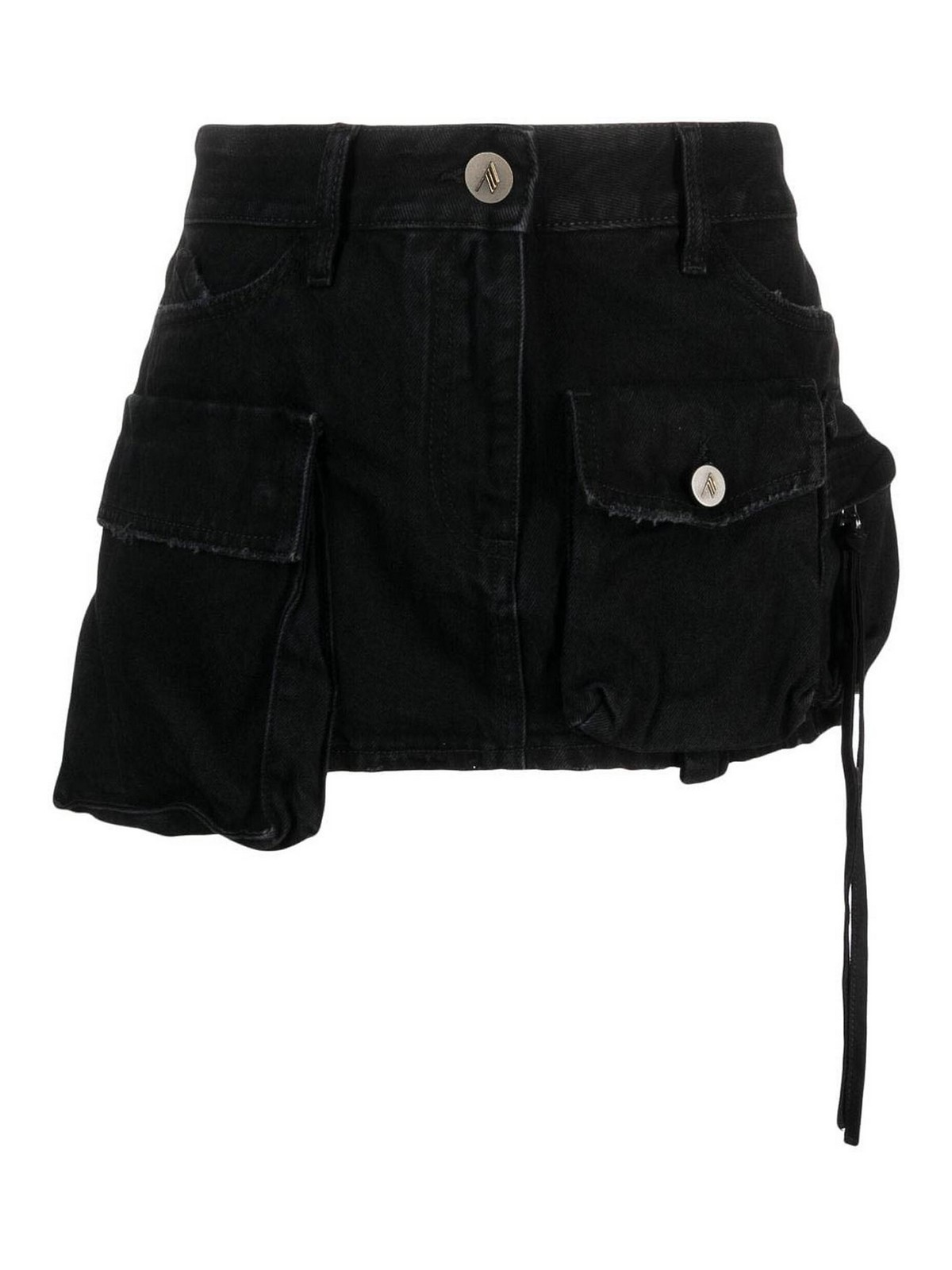 Shop Attico Fay Denim Mini Skirt In Black