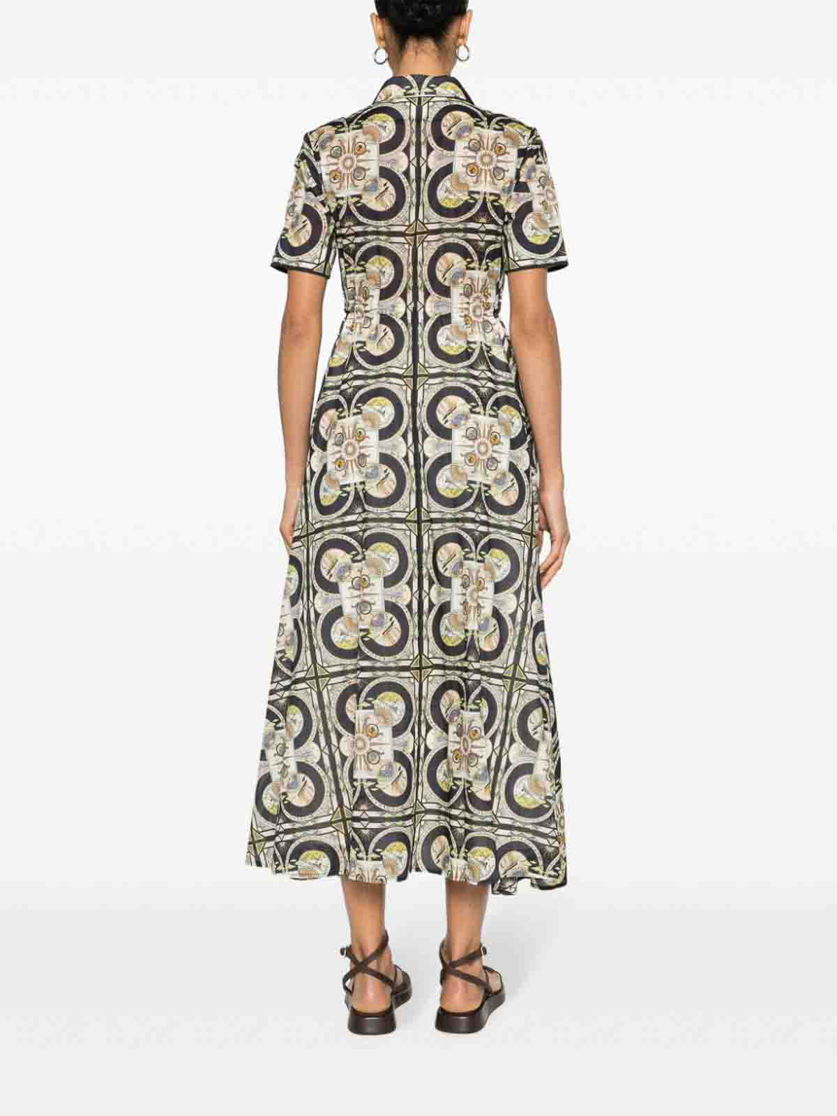 Shop Tory Burch Printed Cotton Shirtdress In Beige