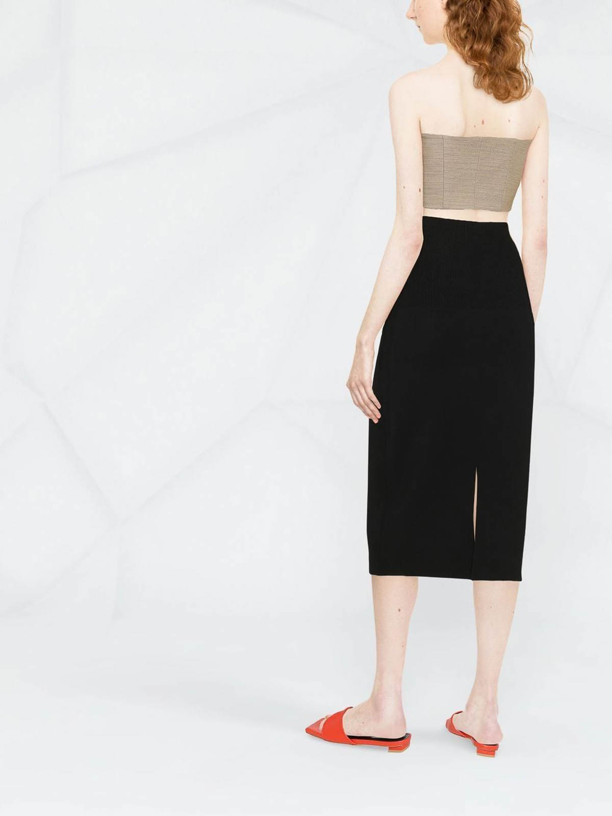 Shop Victoria Beckham Fitted Midi Skirt In Black