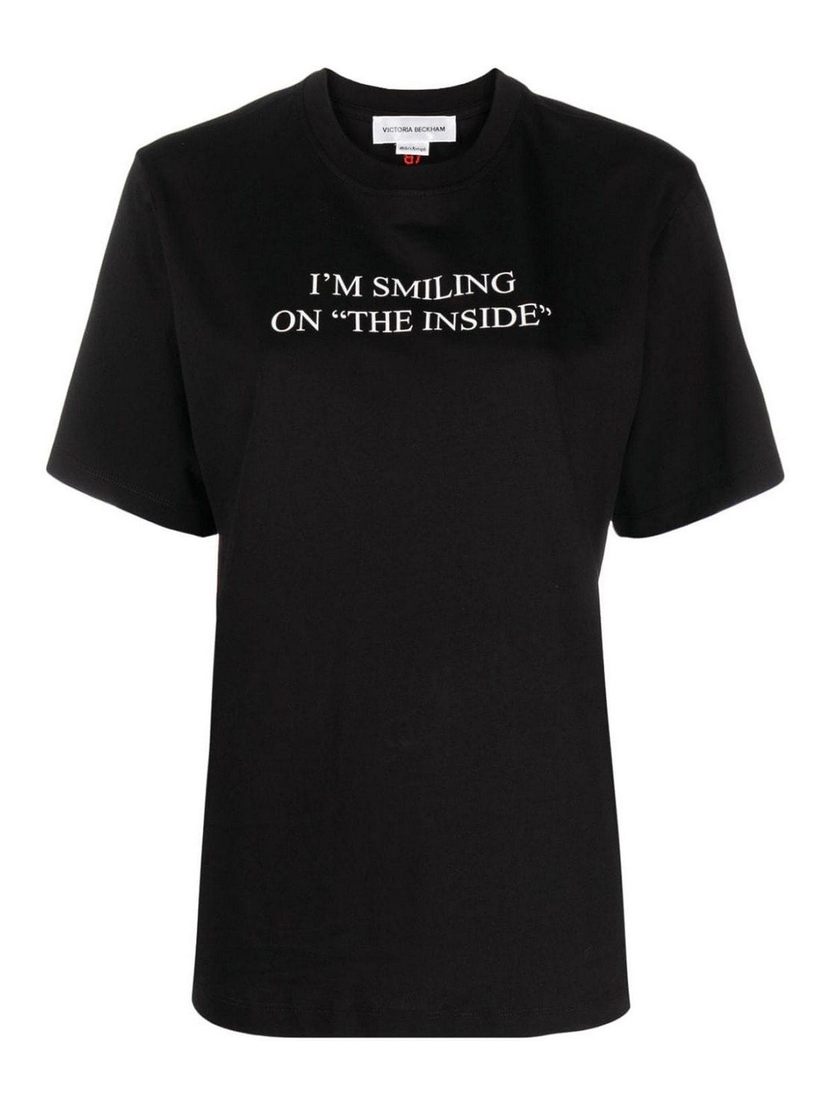Shop Victoria Beckham Slogan Cotton T-shirt In Black