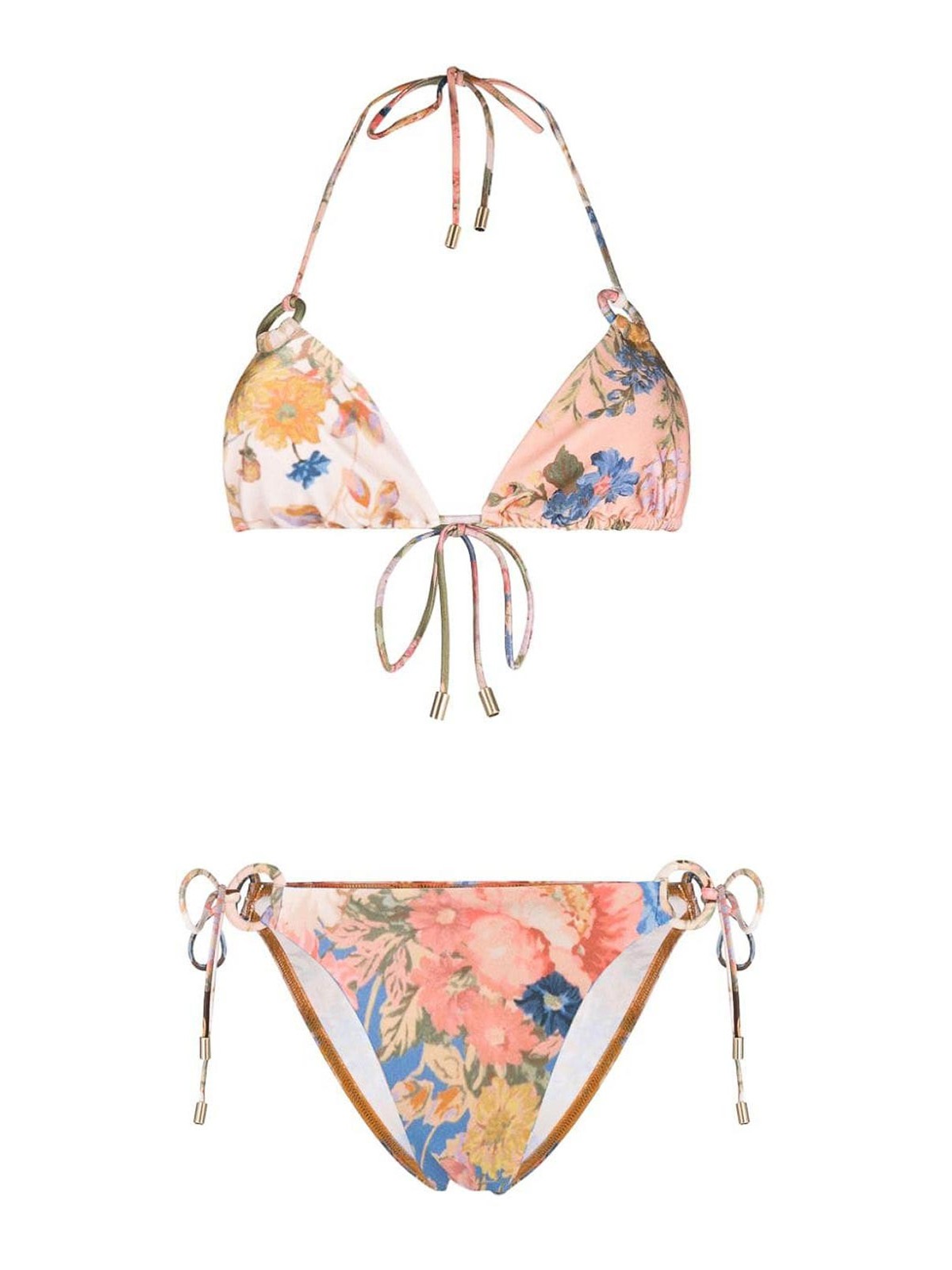 Zimmermann Floral Print Ring Bikini Set In Multicolour