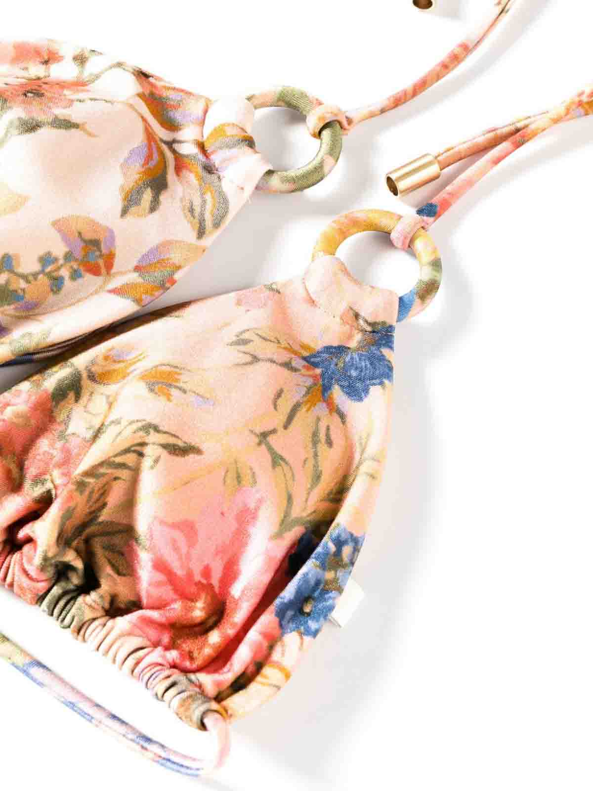 Shop Zimmermann Floral Print Ring Bikini Set In Multicolour