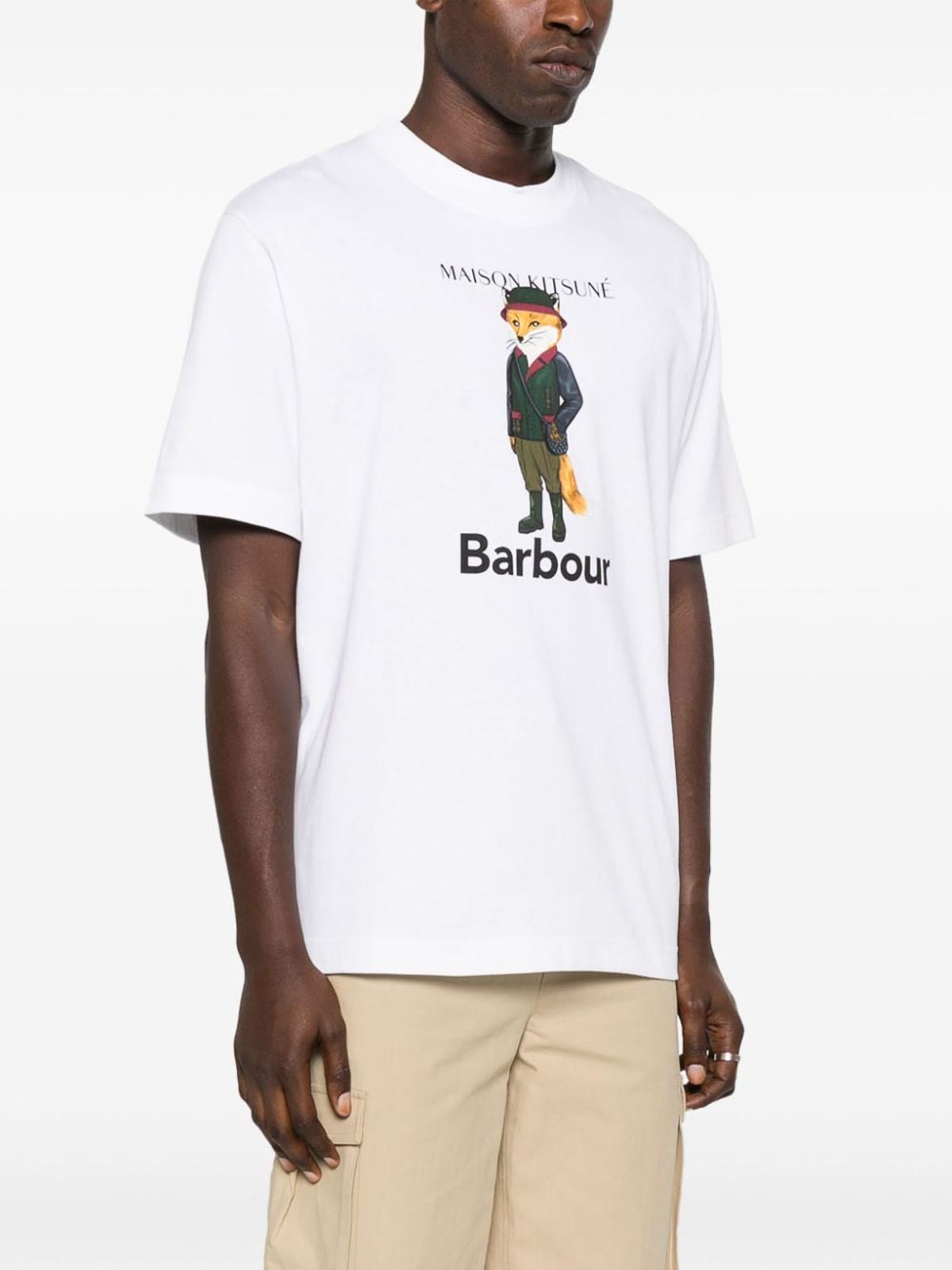 Shop Barbour Beaufort Fox Cotton T-shirt In White