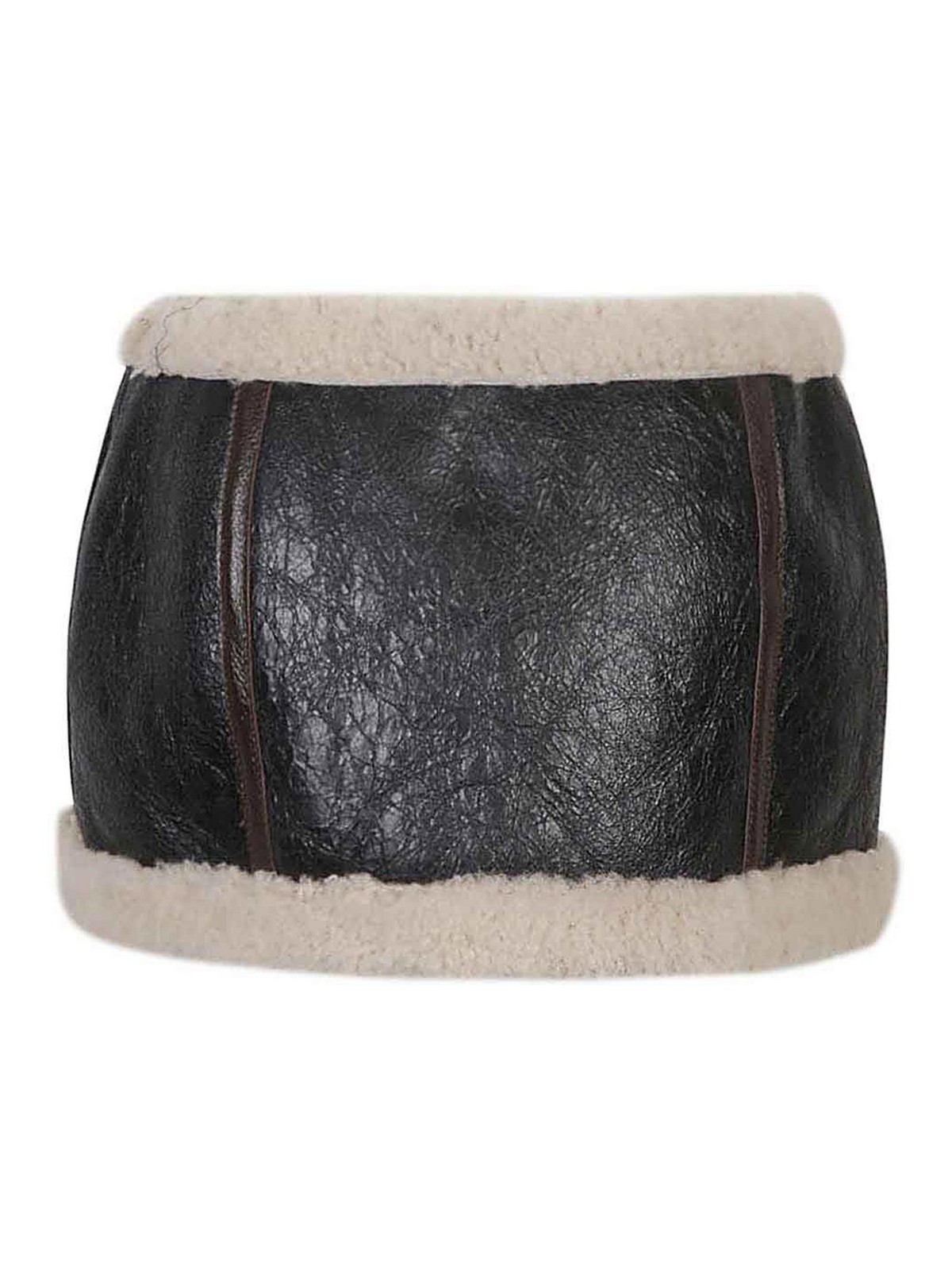 Shop Blumarine Leather Miniskirt In Marrón Oscuro