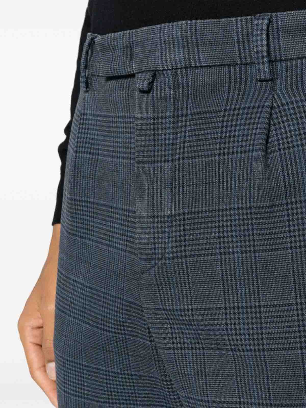Shop Briglia 1949 Checked Cotton Trousers In Blue