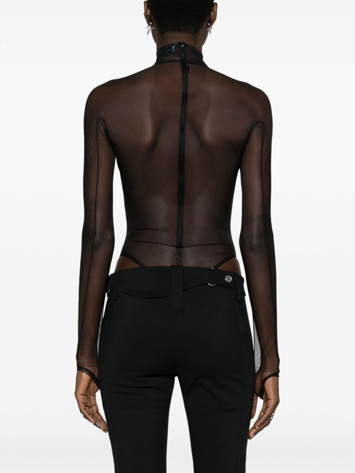 Shop Mugler Illusion Shaping Bodysuit In Negro