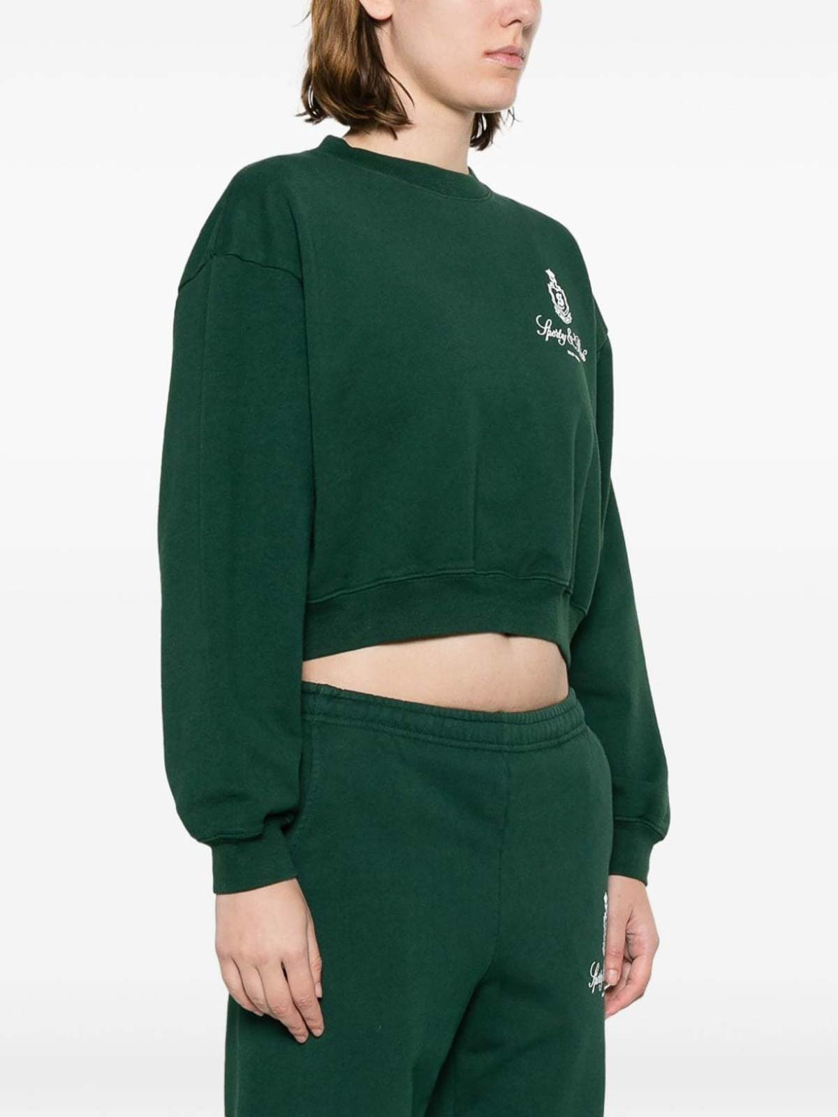 ★Sporty & Rich★ Tank Crop Crew Neck Forest CRAW2371FO Sporty & Rich Logo cotton cropped sweatshirt