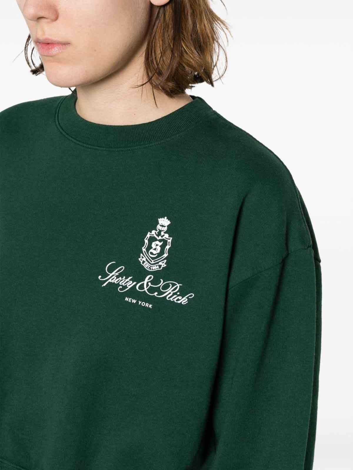 ★Sporty & Rich★ Tank Crop Crew Neck Forest CRAW2371FO Sporty & Rich Logo cotton cropped sweatshirt