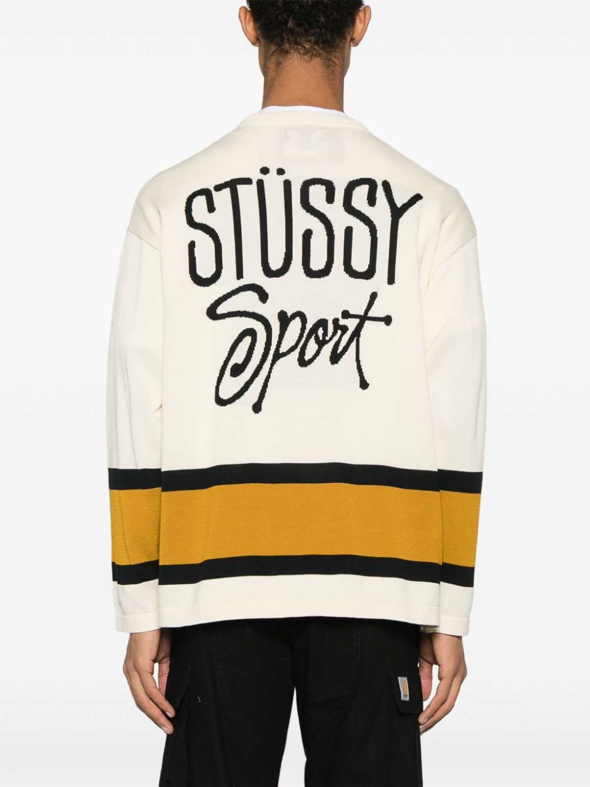 Shop Stussy Logo Cotton Sweater In Beige