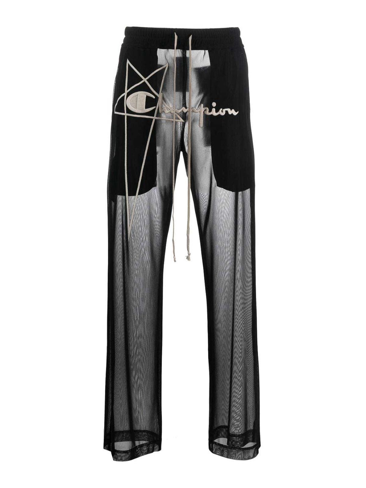 Shop Rick Owens Logo Nylon Track Pants In Black