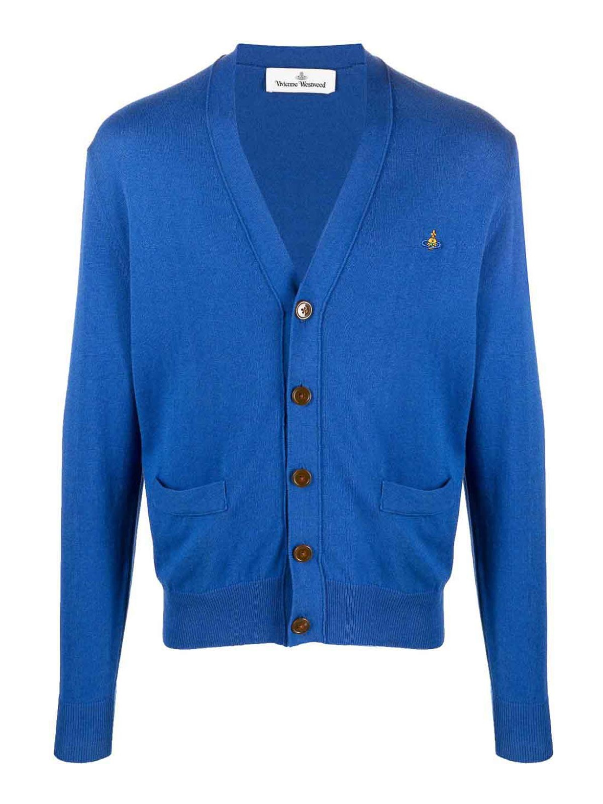 Shop Vivienne Westwood Orb Logo Cardigan In Blue