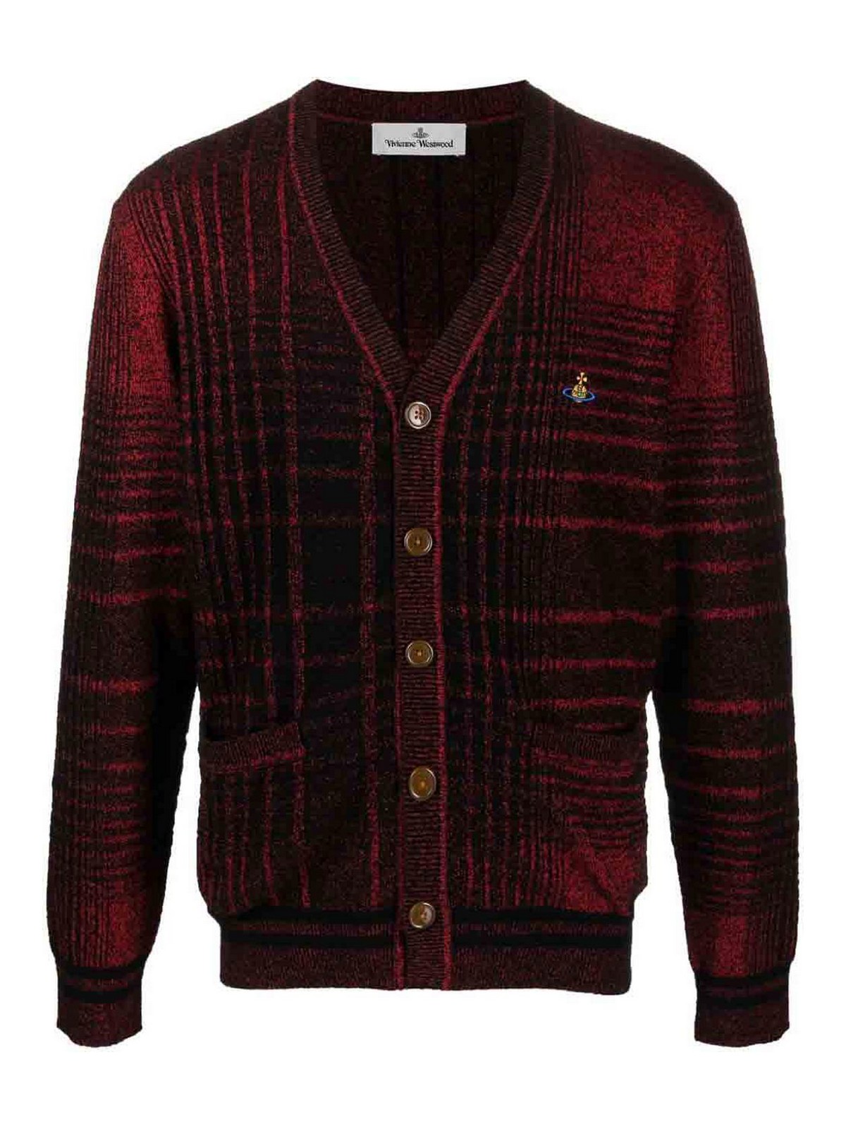 Vivienne Westwood Logo Checked Cardigan In Red