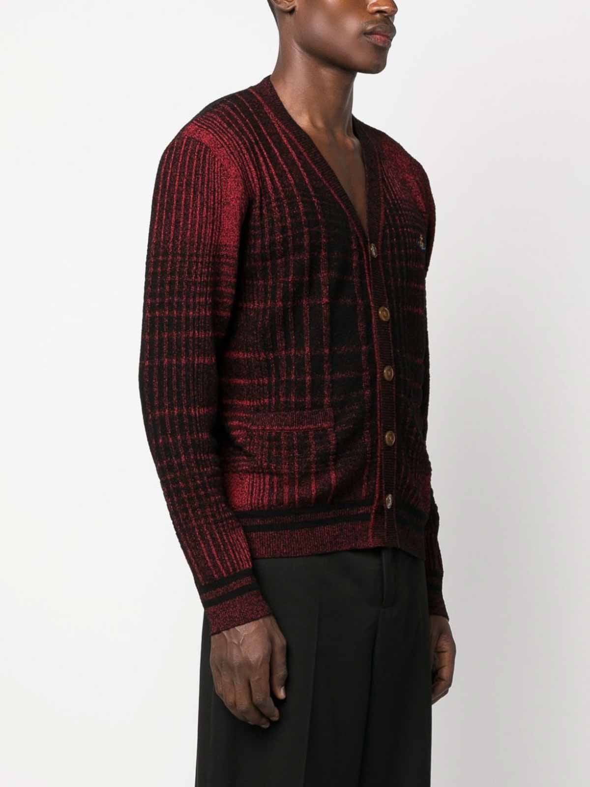 Shop Vivienne Westwood Logo Checked Cardigan In Red