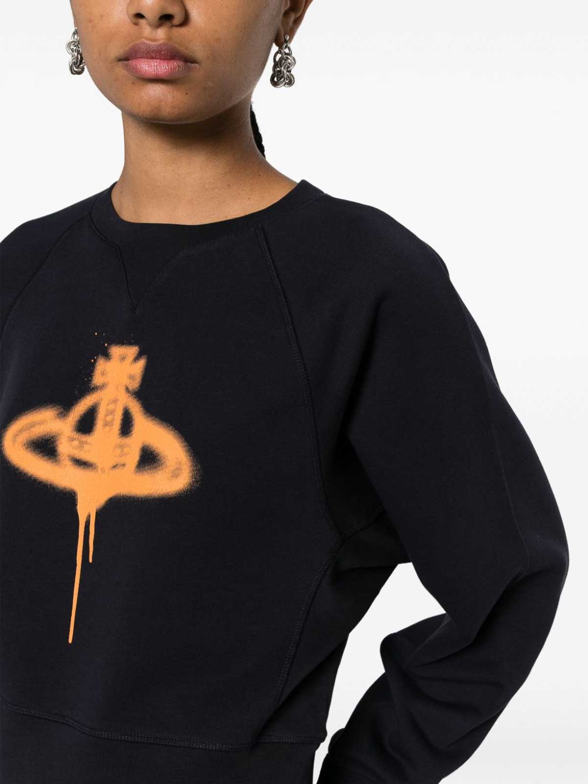 Shop Vivienne Westwood Logo Cotton Sweatshirt In Blue
