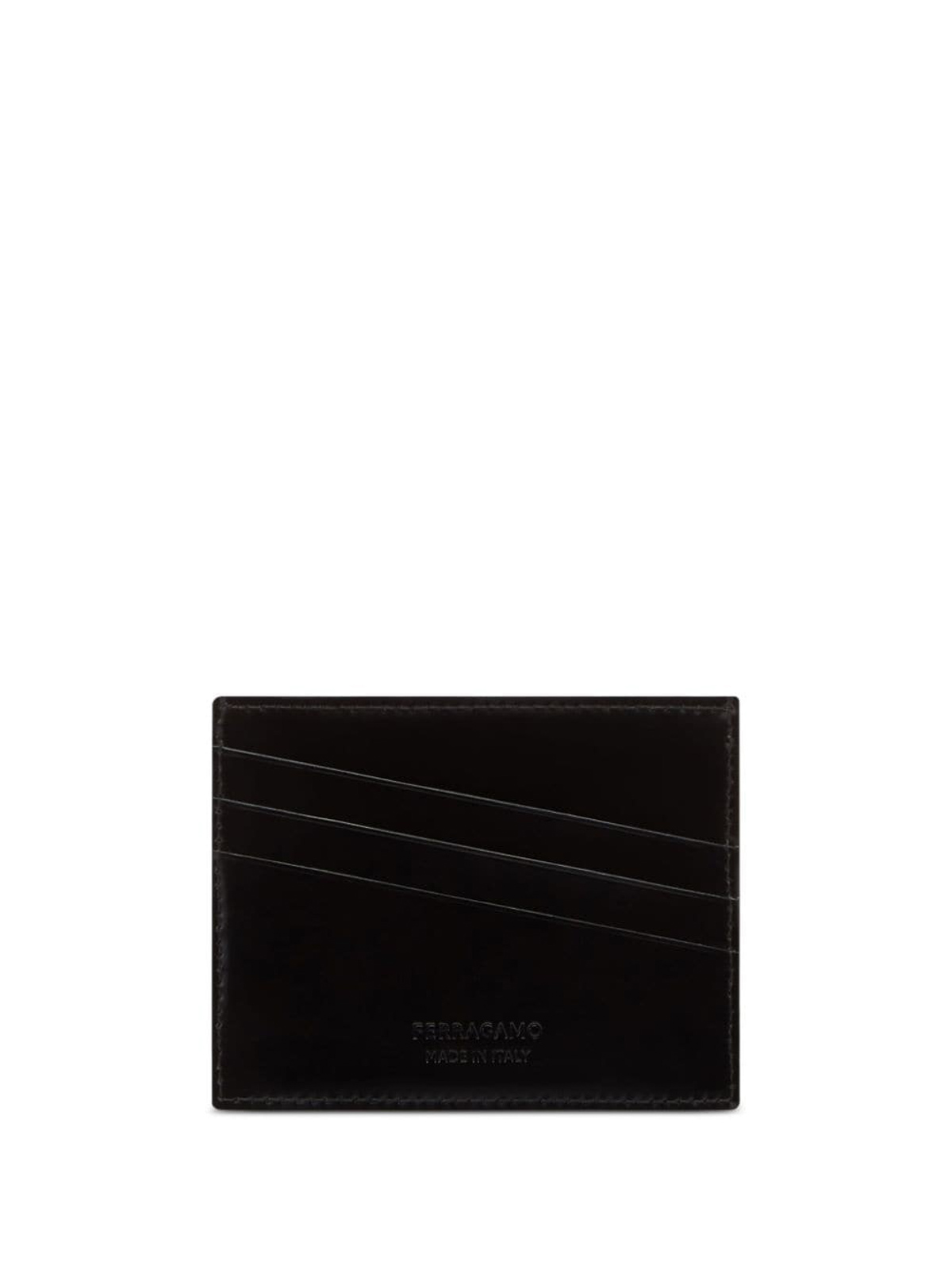 Shop Ferragamo Logo Leather Wallet In Black