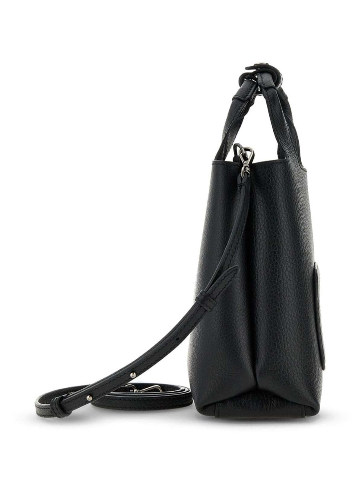 Shop Hogan H-bag Mini Leather Tote Bag In Black