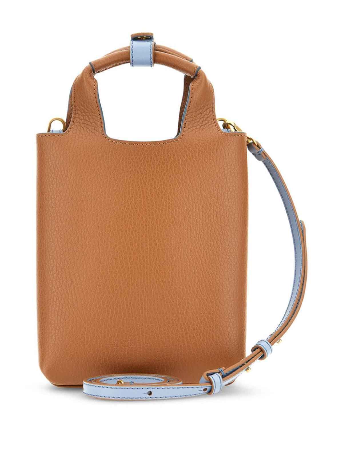 Shop Hogan H-bag Mini Leather Tote Bag In Brown