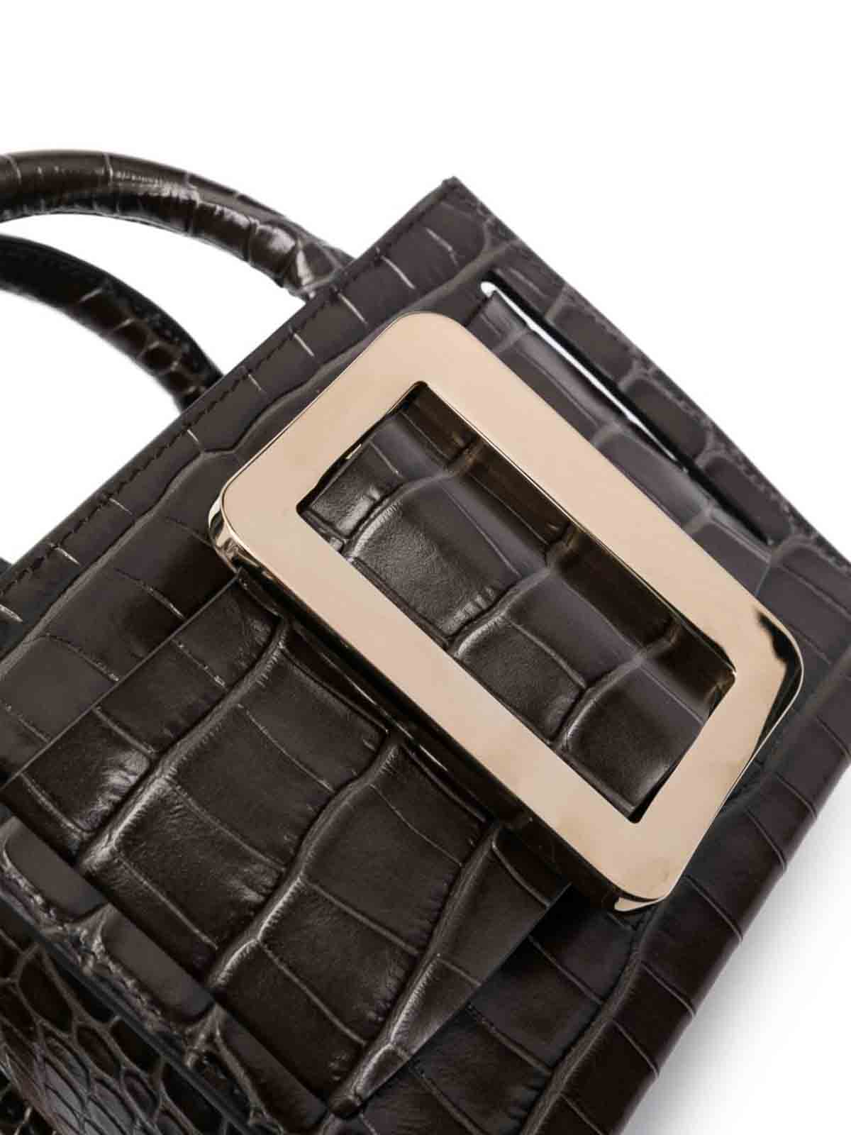 Shop Boyy Bobby 18 Croco Embossed Leather Handbag In Black