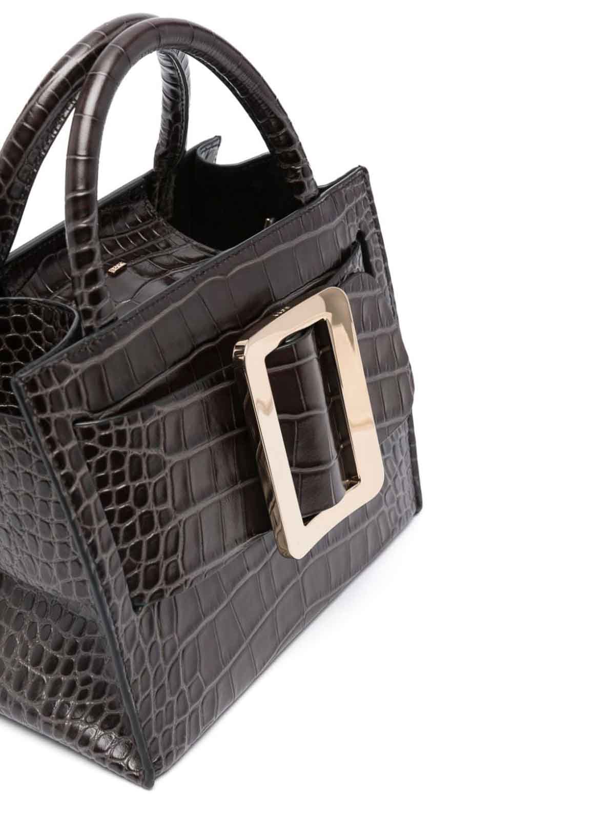 Shop Boyy Bobby 23 Croco Embossed Leather Handbag In Black