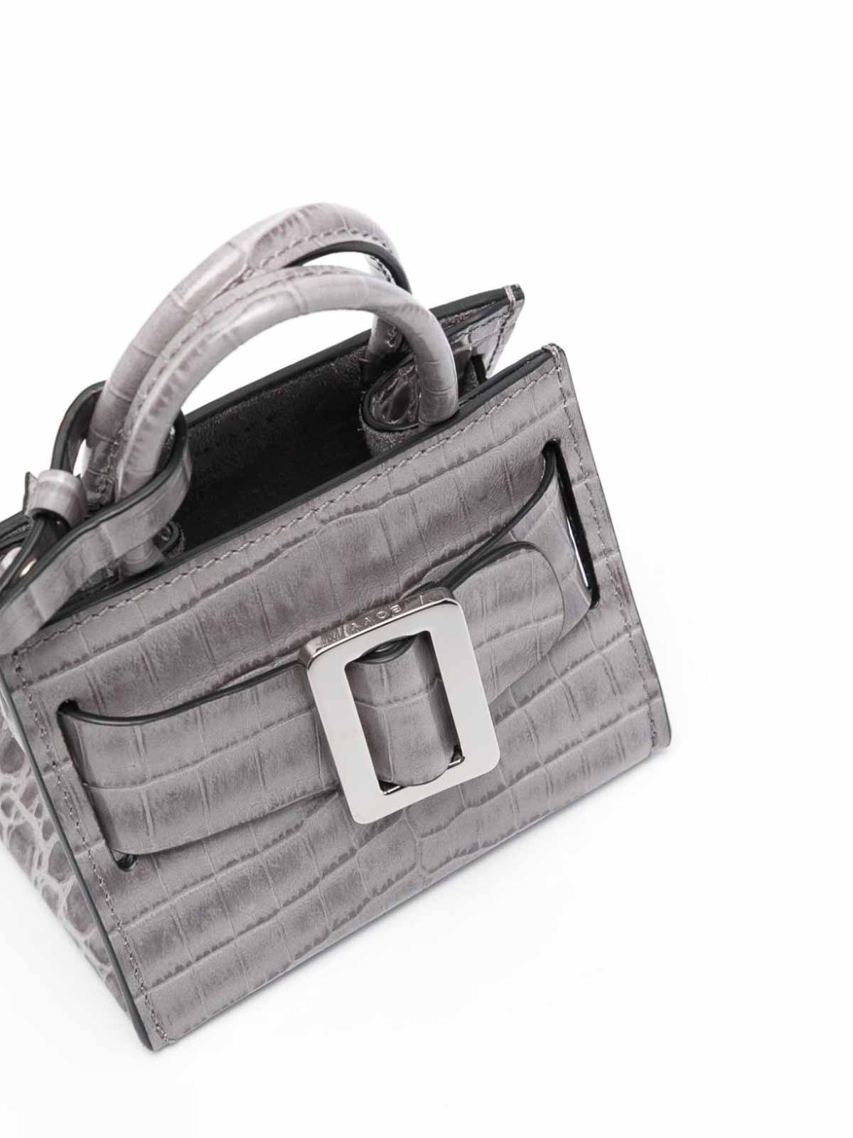Shop Boyy Bobby Charm Leather Mini Bag In Grey