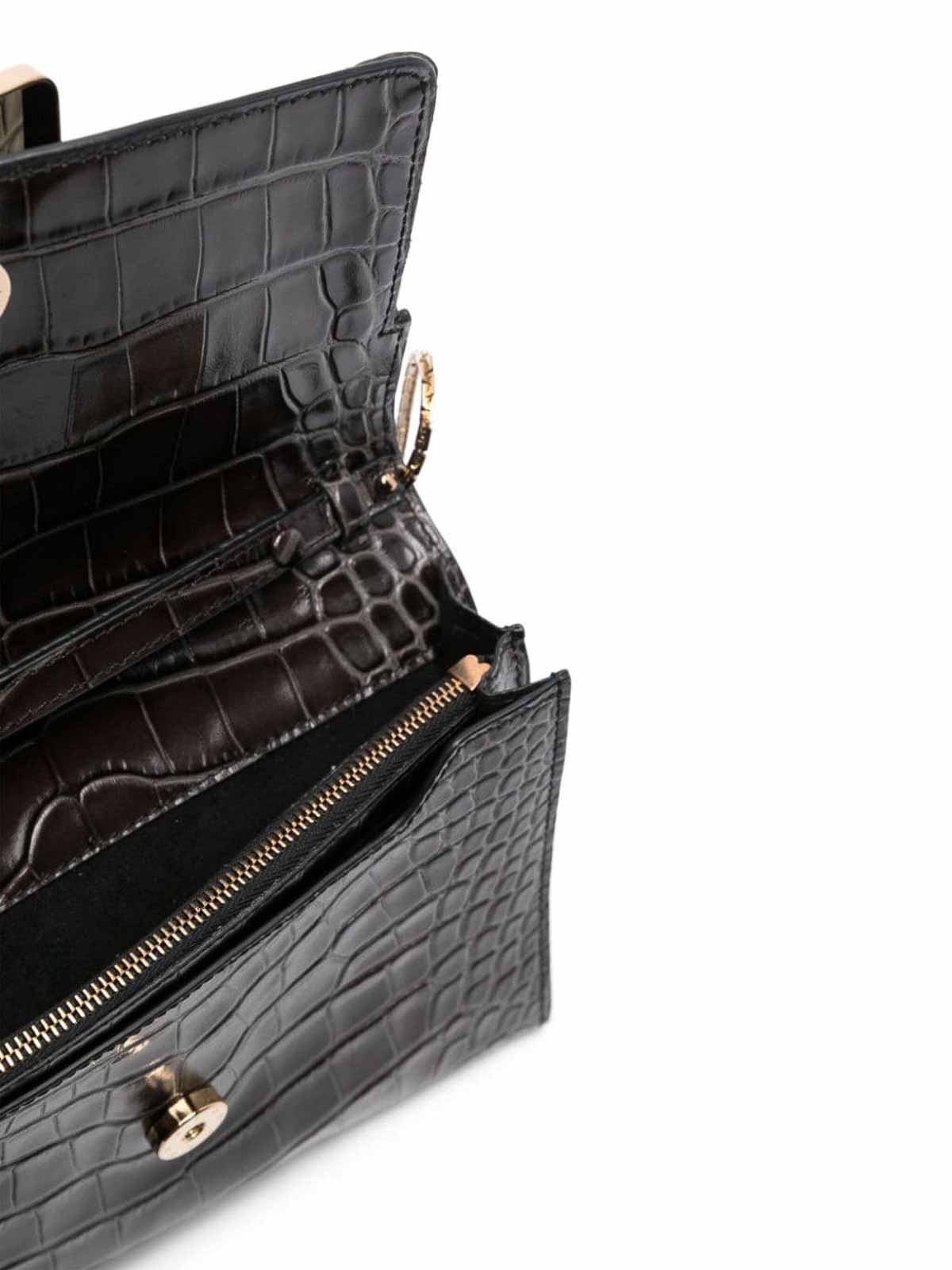 Shop Boyy Buckle Travel Case Croco Leather Clutch In Black