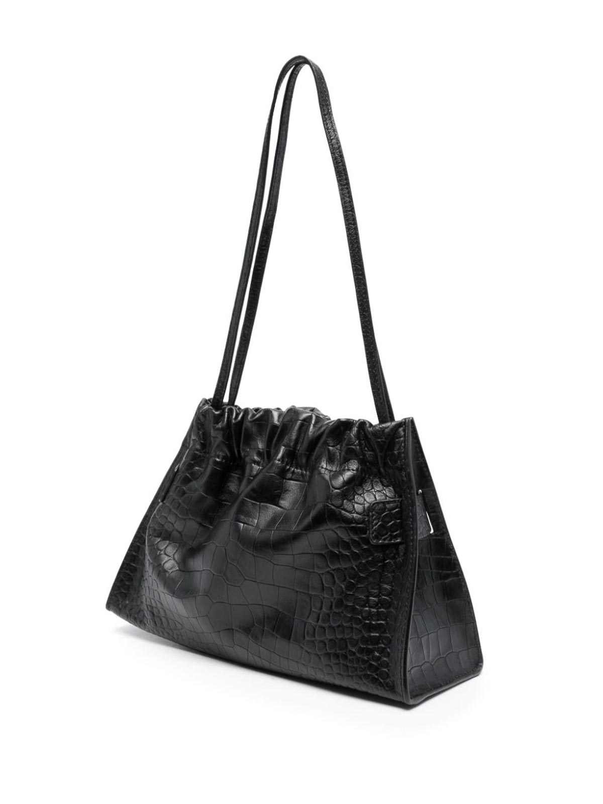 Shop Boyy Scrunchy Satchel Soft Croco Leather Bag In Black