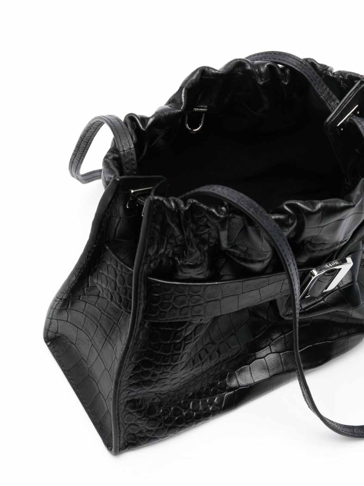 Shop Boyy Scrunchy Satchel Soft Croco Leather Bag In Black