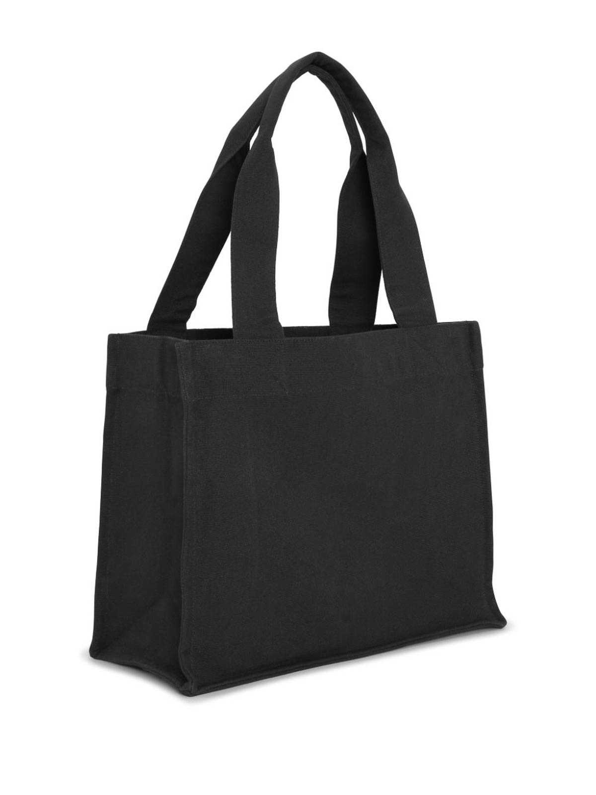 Shop Ganni Logo Cotton Tote Bag In Black