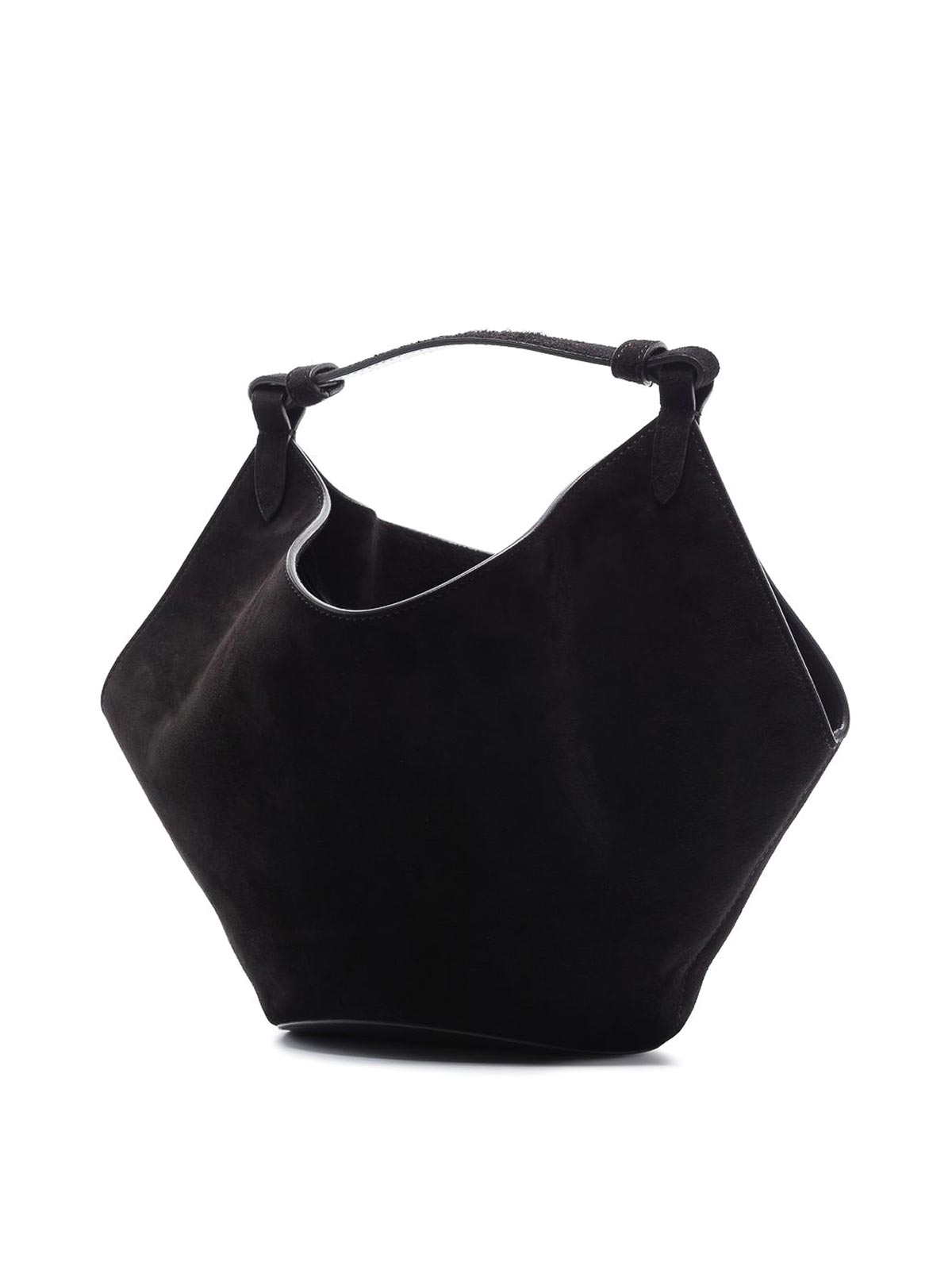 Shop Khaite Lotus Mini Leather Handbag In Negro
