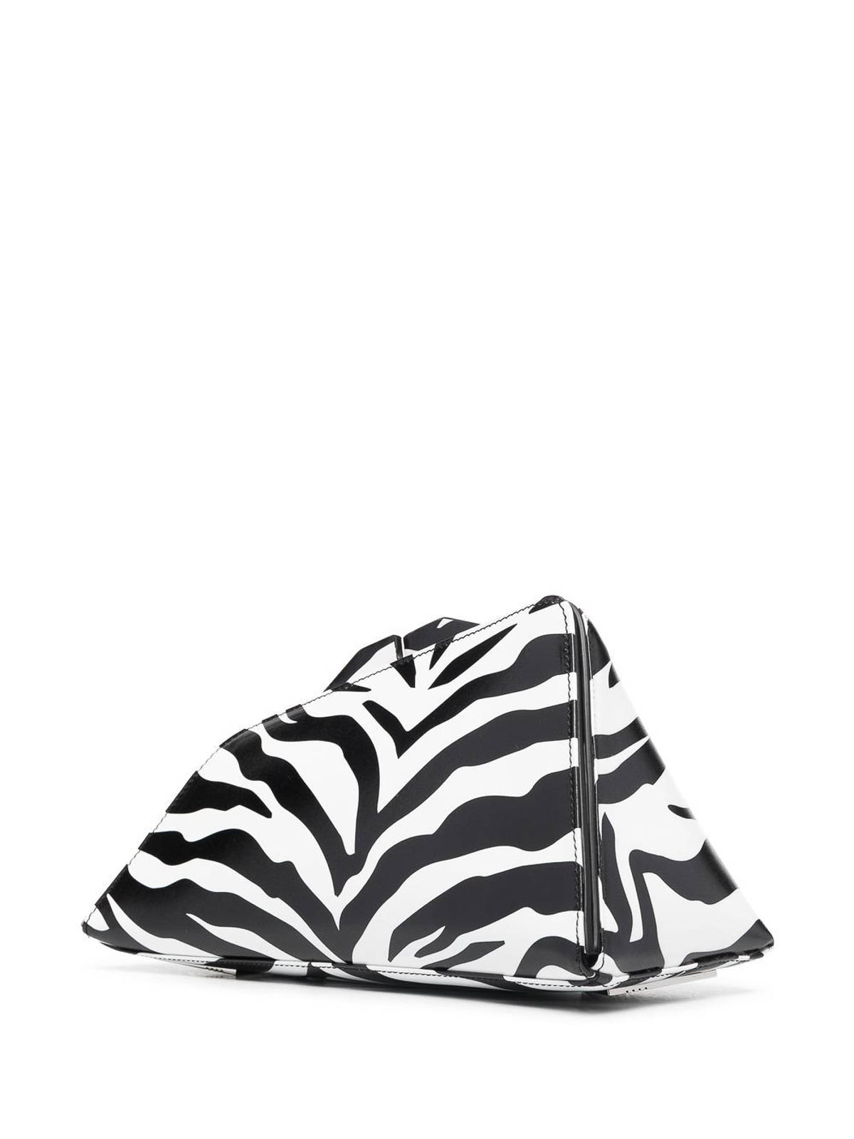 Shop Attico 830 Pm Zebra Pattern Leather Clutch Bag In Blanco