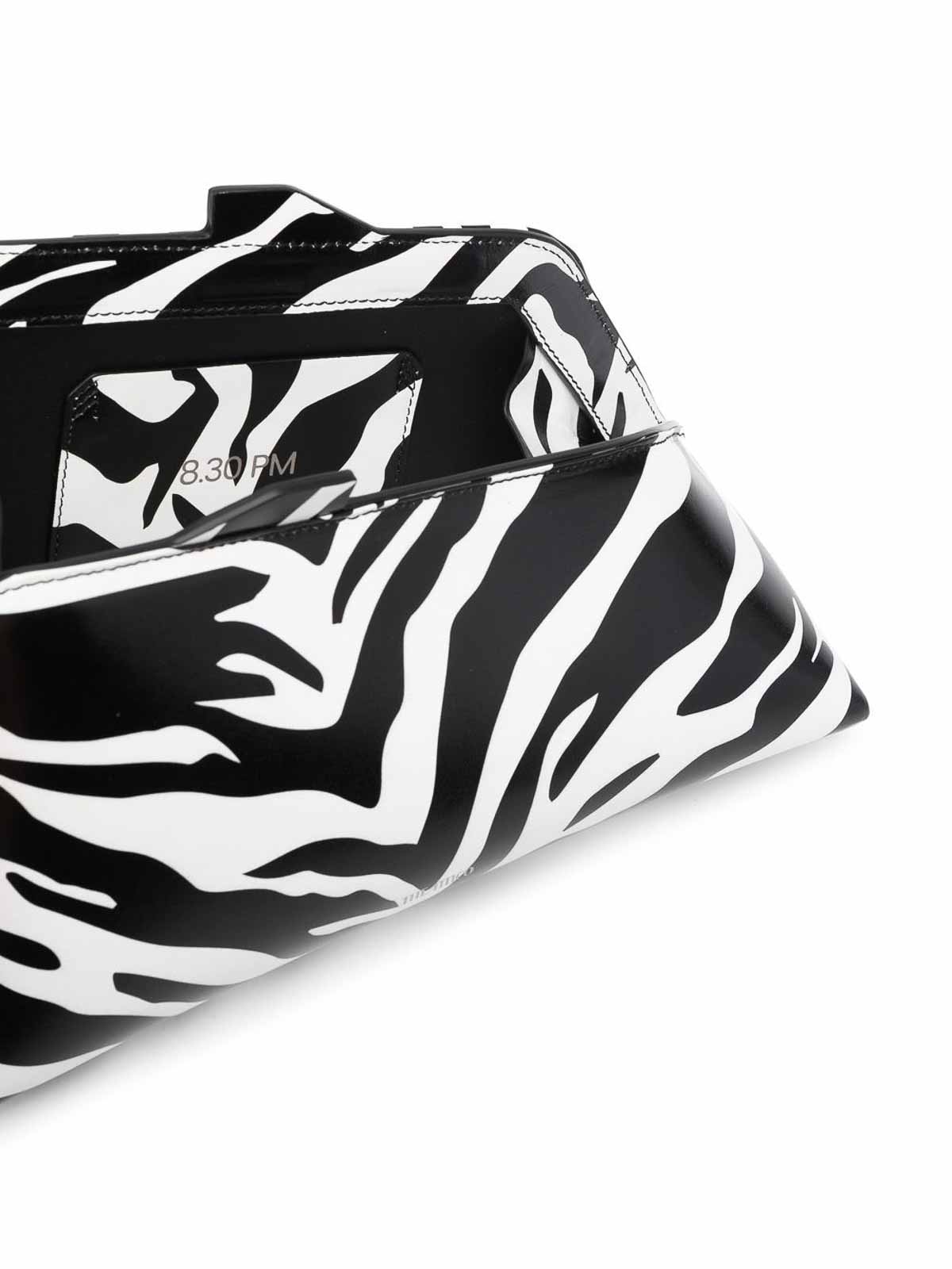Shop Attico 830 Pm Zebra Pattern Leather Clutch Bag In Blanco