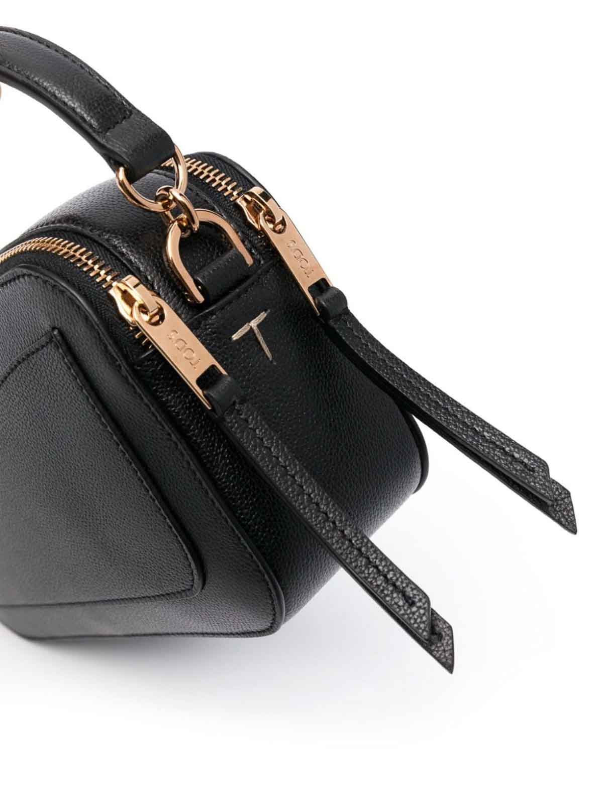 Shop Tod's T Timeless Mini Leather Camera Bag In Black