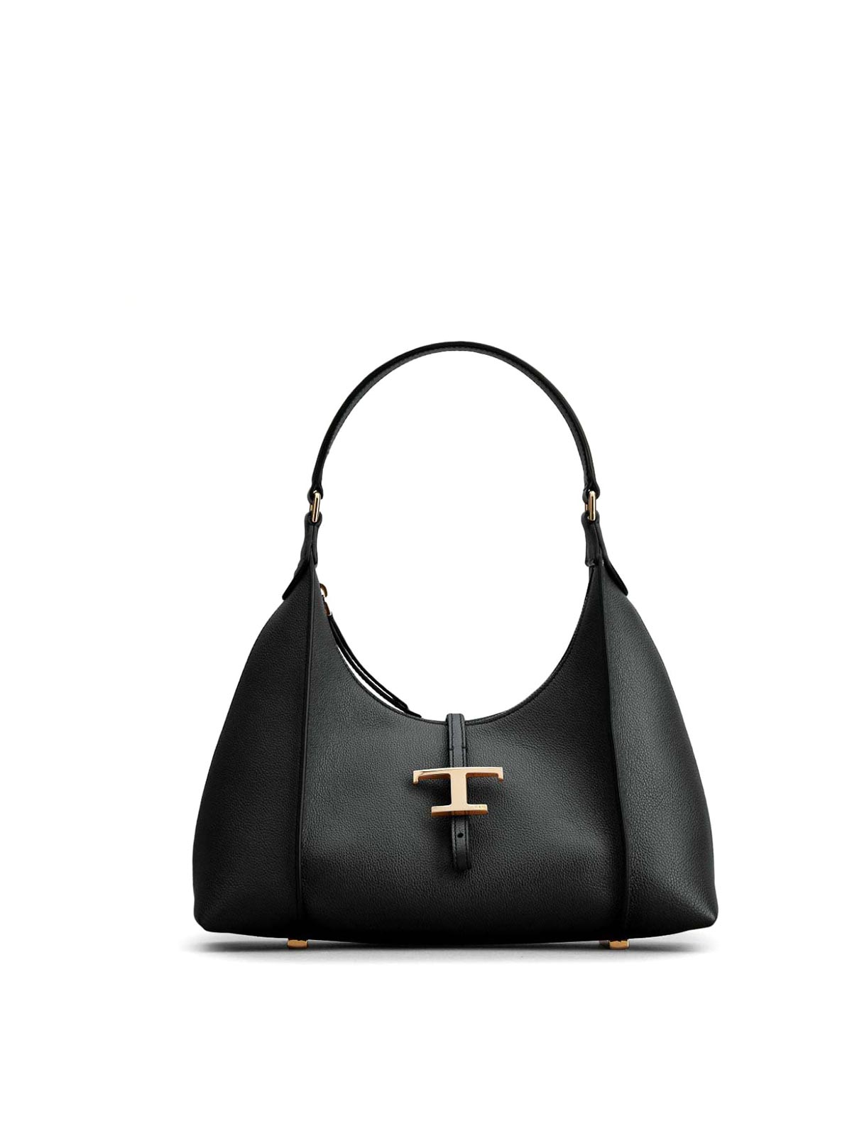 Shop Tod's T Timeless Small Leather Hobo Bag In Black