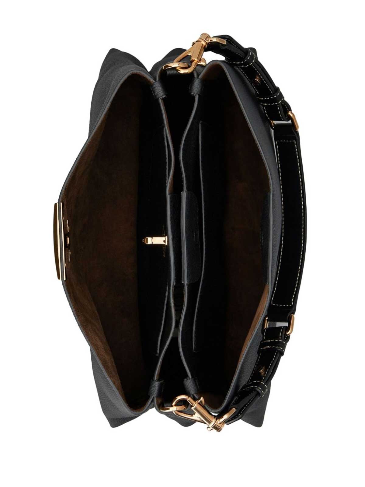 Shop Tod's T Timeless Leather Shoulder Bag In Negro