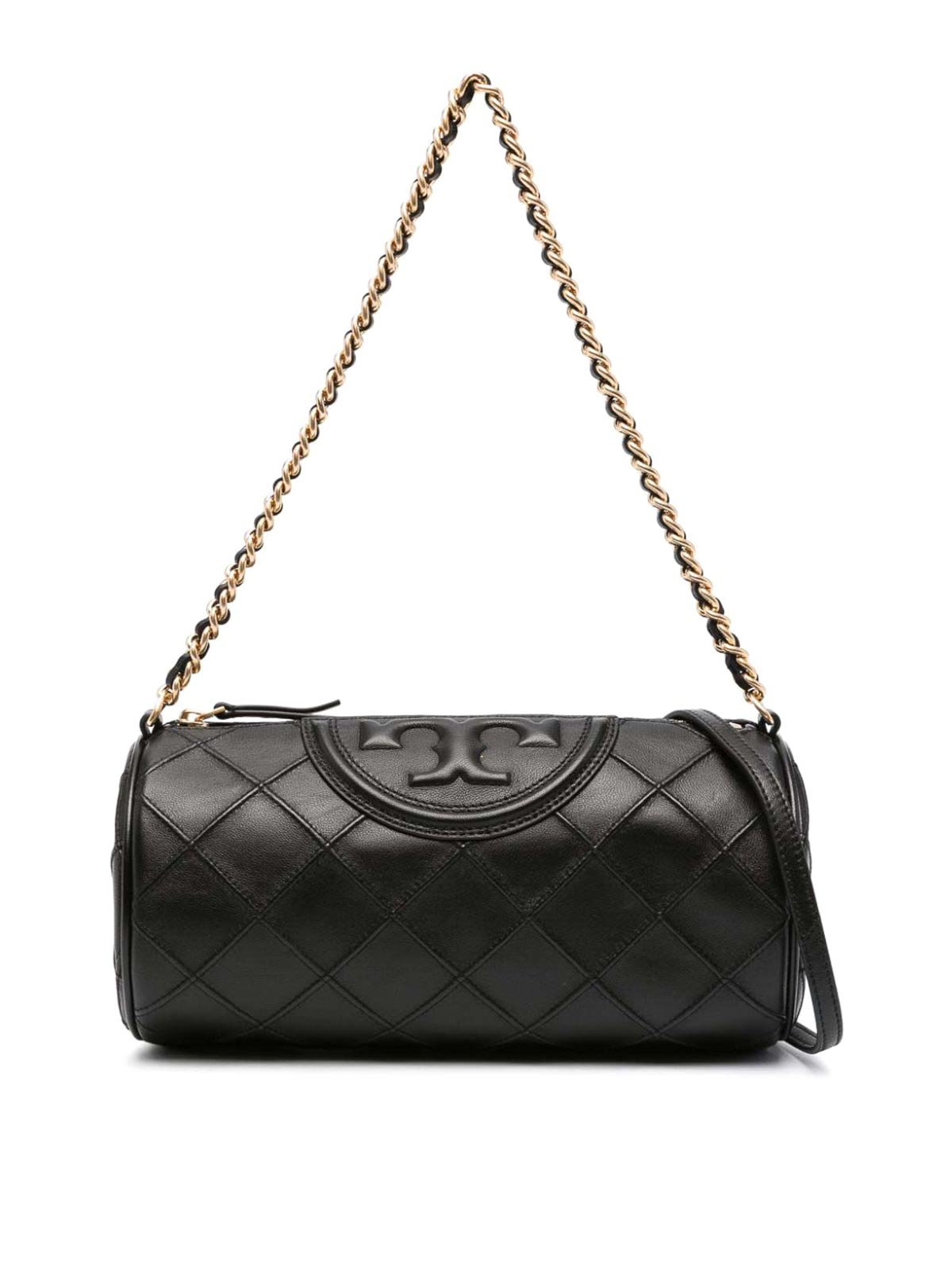 Tory Burch Fleming Soft Leather Barrel Bag In Negro