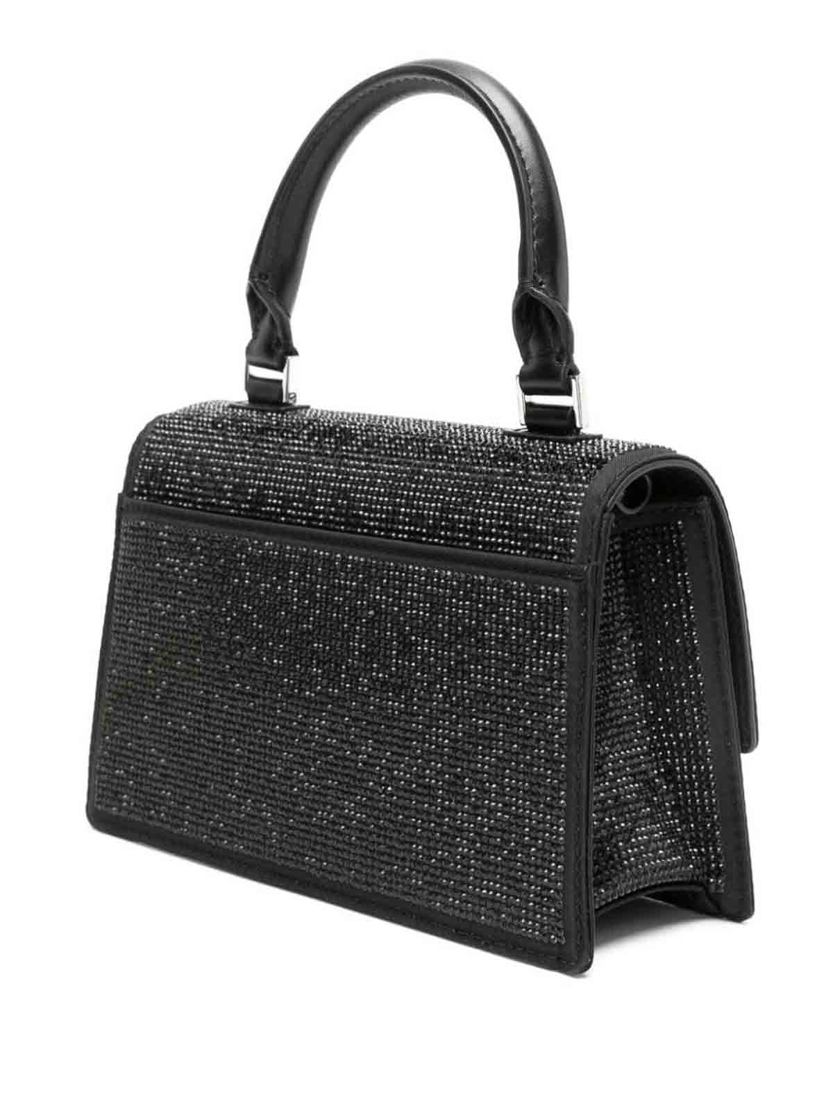Shop Tory Burch Bon Bon Mini Leather Handbag In Black