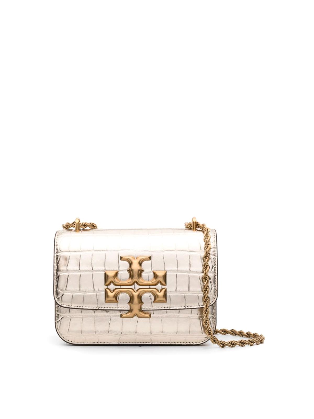 Tory Burch Eleanor Small Leather Shoulder Bag In Silver