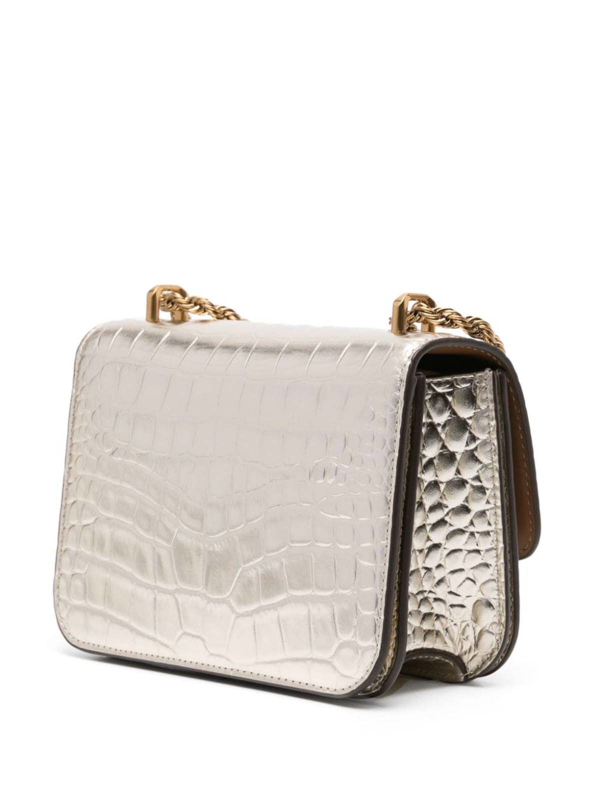 Shop Tory Burch Eleanor Small Leather Shoulder Bag In Silver