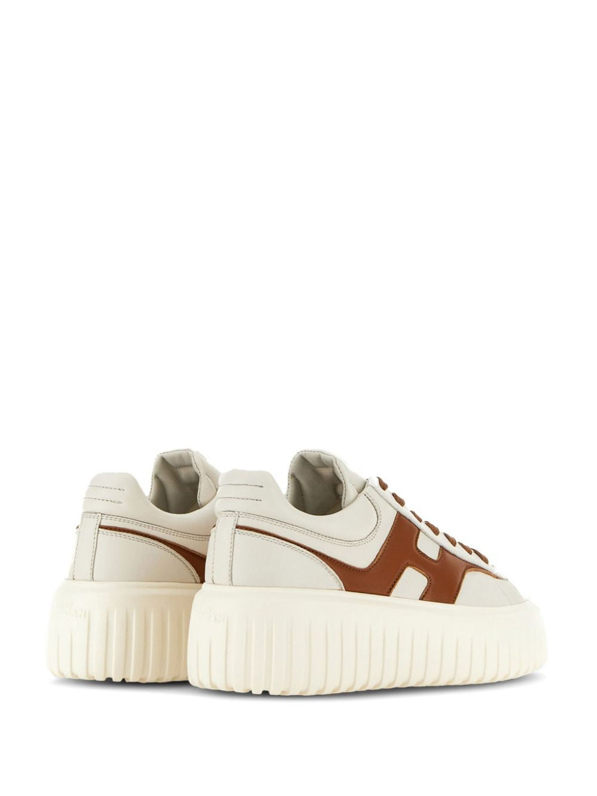 Shop Hogan H-stripes Leather Sneakers In Brown