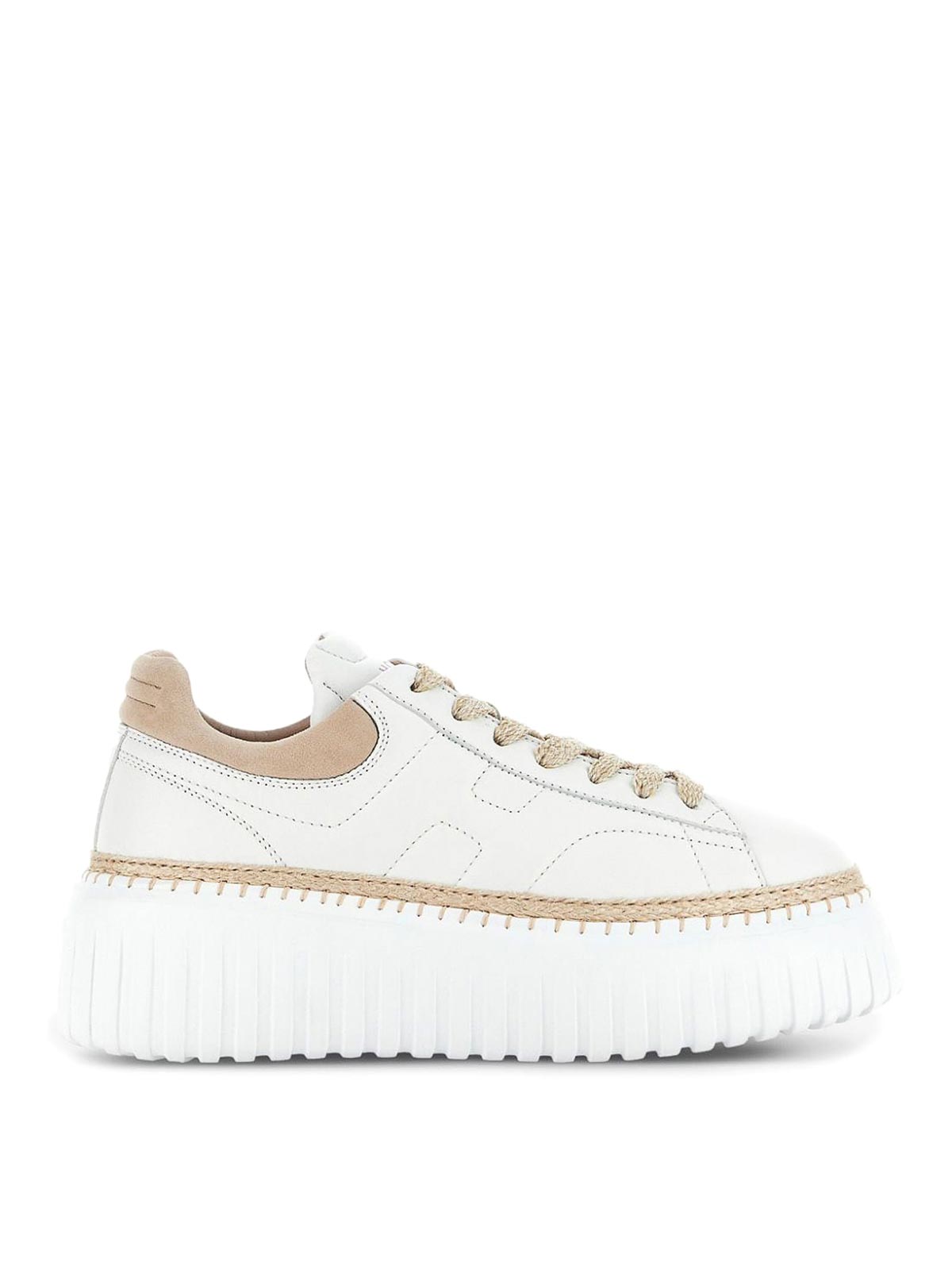 Hogan H-stripes Leather Sneakers In White