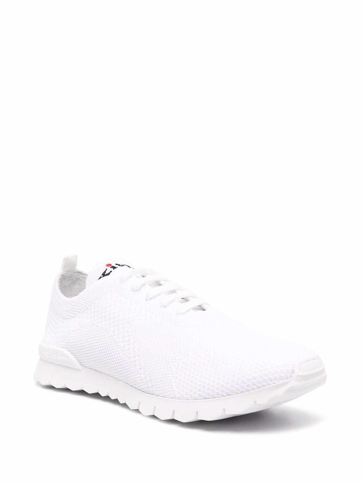 Shop Kiton Low-top Mesh Sneakers In Blanco