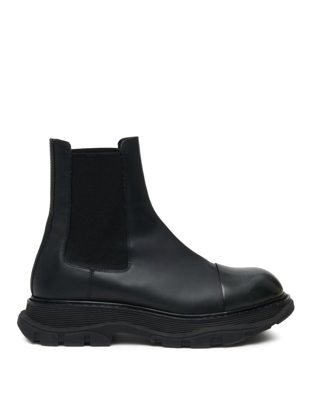 Alexander Mcqueen Leather Chelsea Boots In Negro