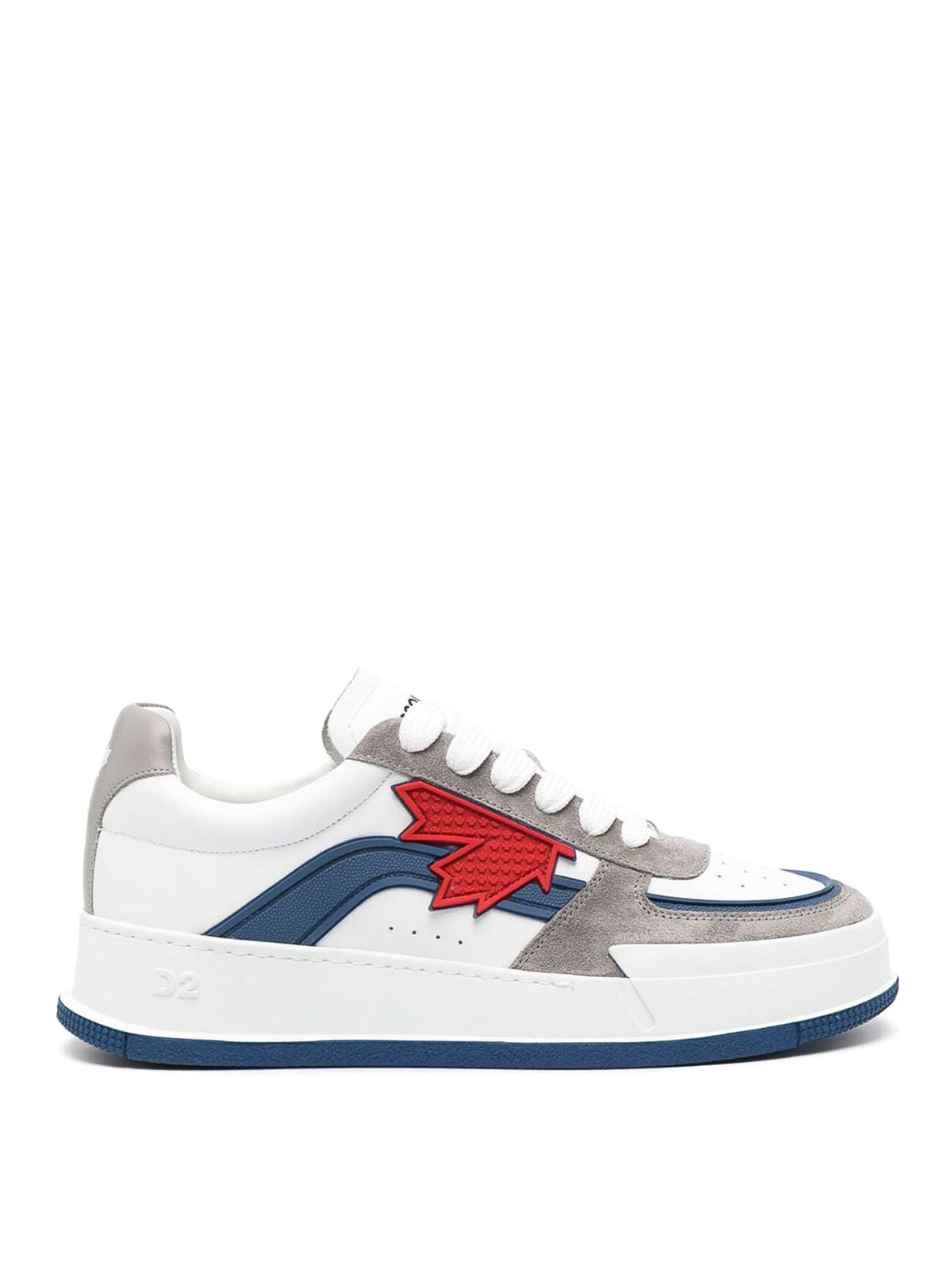 Shop Dsquared2 Canadian Leather Sneakers In Blanco