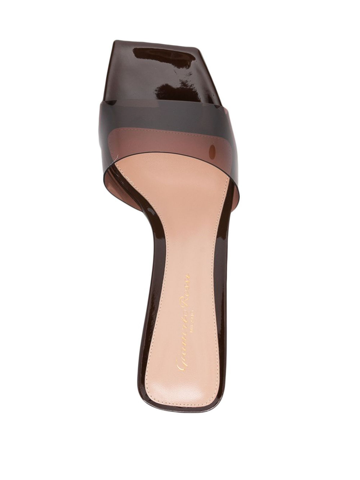 Shop Gianvito Rossi Cosmic Patent Leather Heel Mules In Brown