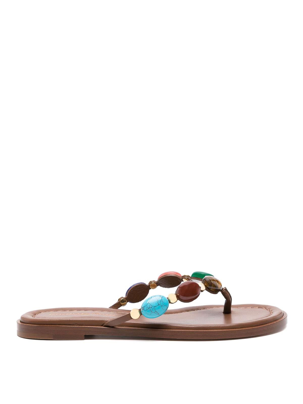 Gianvito Rossi Shanti Leather Thong Sandals In Marrón