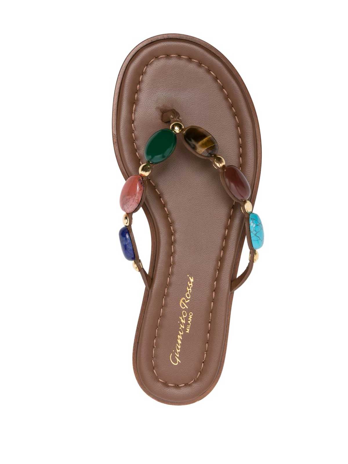 Shop Gianvito Rossi Shanti Leather Thong Sandals In Marrón